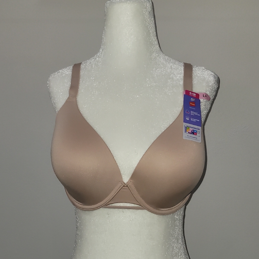 Hanes ComfortFlex Fit Dreamwire T-Shirt Bra, NUDE Style MHG563 Size D-DD L+ NWT